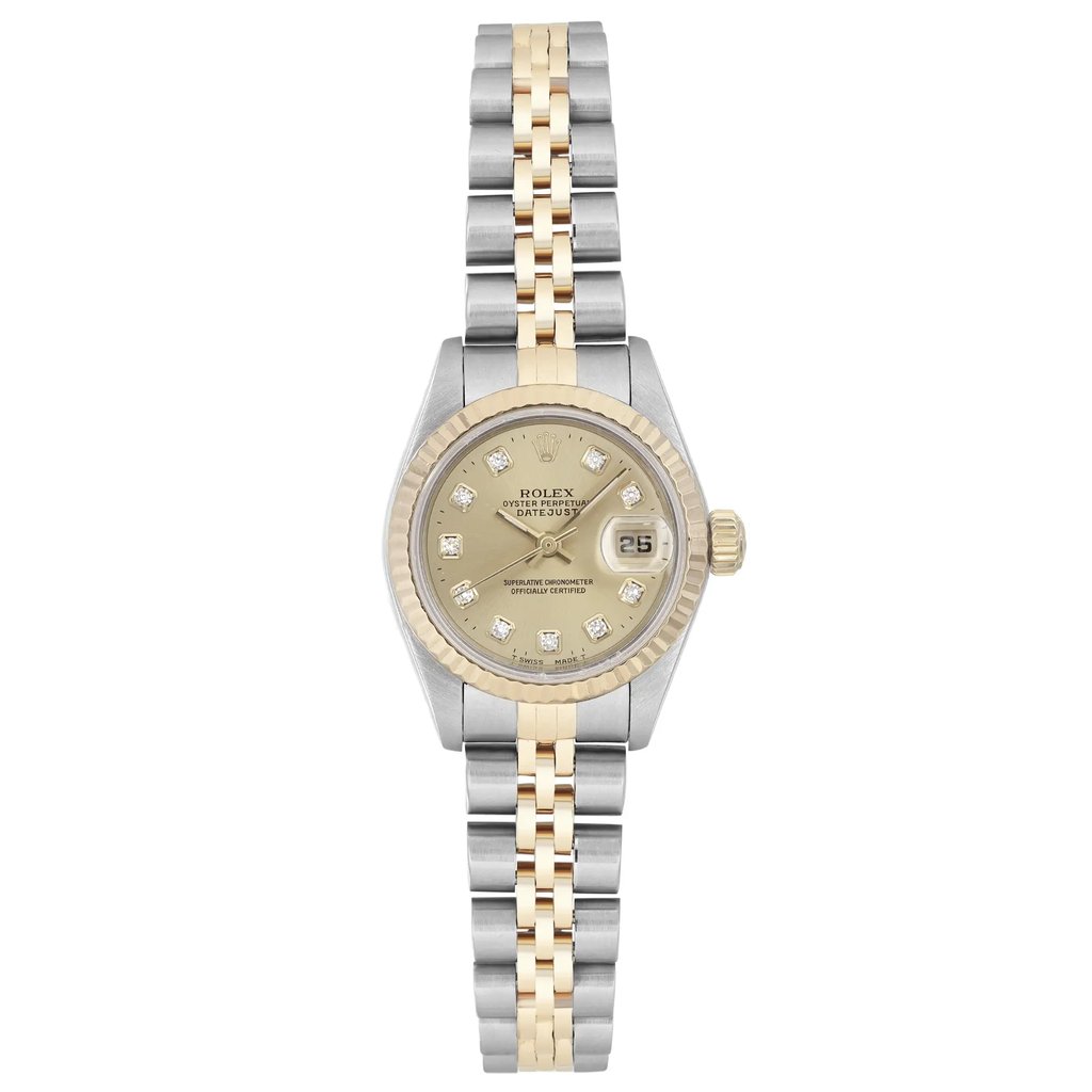 Front Full View Of Rolex 69173 Stainless & Solid Gold Watch Pre Owned Condition Good