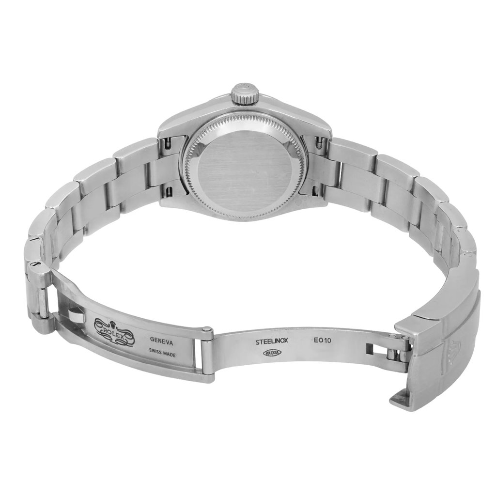 Back View Of Solid Back Case And Open Stainless Steel Band Of Rolex 176200 Watch Pre Owned Condition