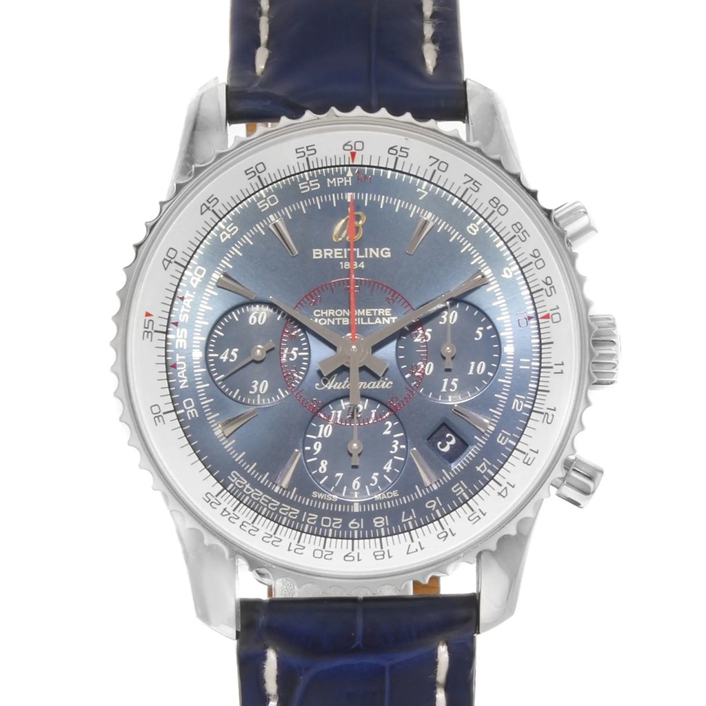Up Close Front Facing Picture Of Breitling AB0130C5/C894-719P Stainless Steel Watch Display Model Condition