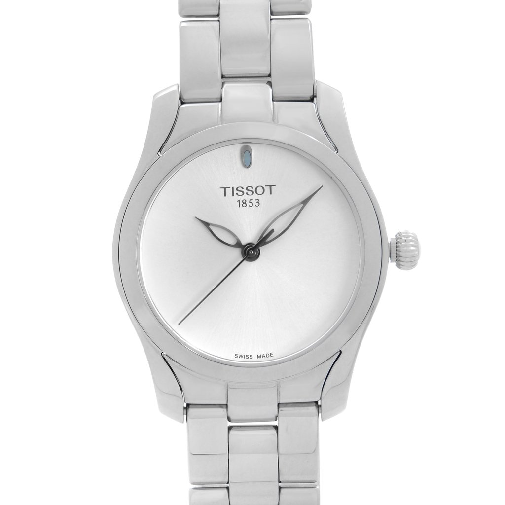 Up Close Front Facing Picture Of Tissot T112.210.11.031.00 Stainless Steel Watch Display Model Condition