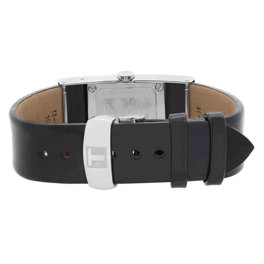 Back View Of Screwback Back Case And Closed Leather Band Of Tissot T11.1.425.51 Watch Display Model Condition