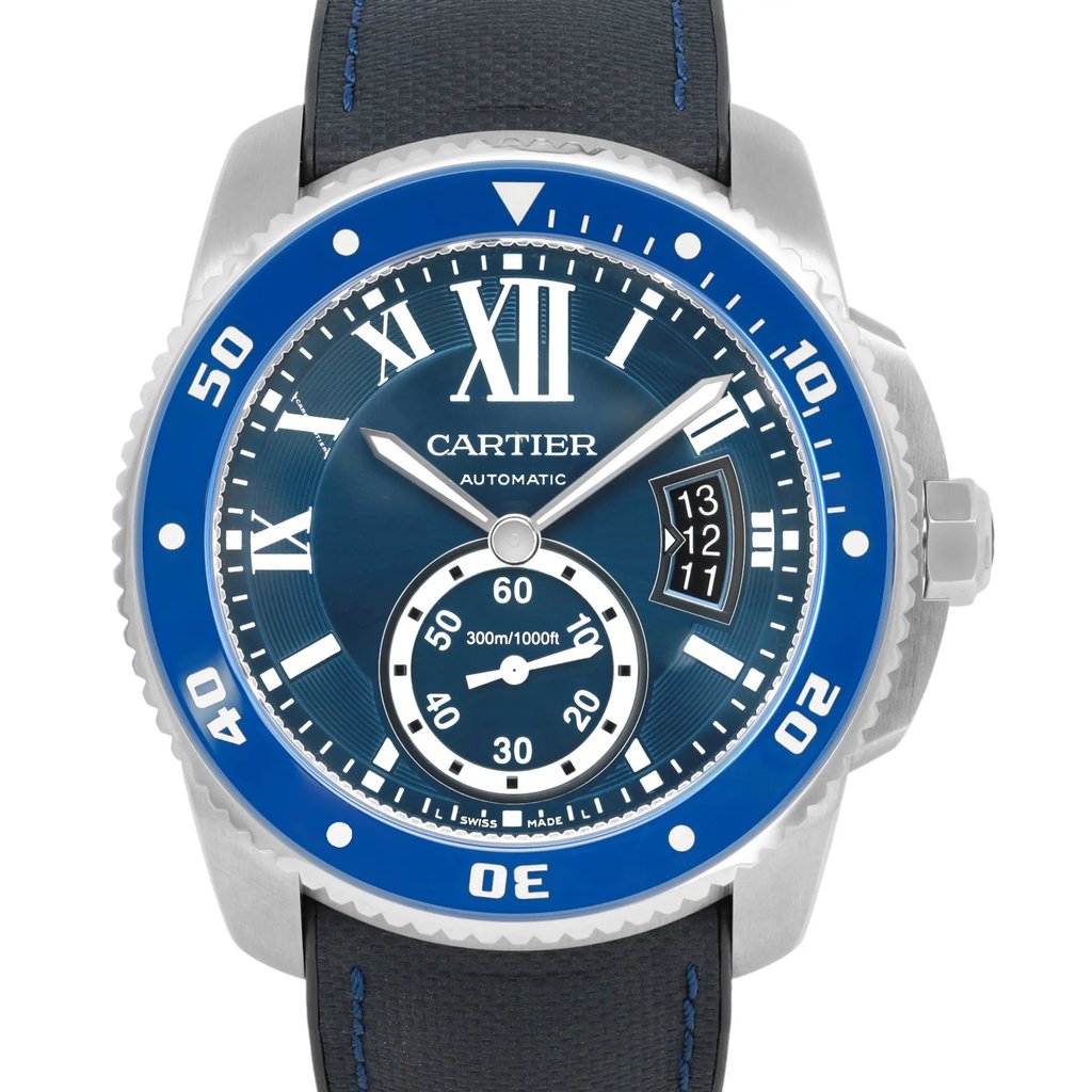 Up Close Front Facing Picture Of Cartier WSCA0010  Stainless Steel Watch Pre Owned Condition
