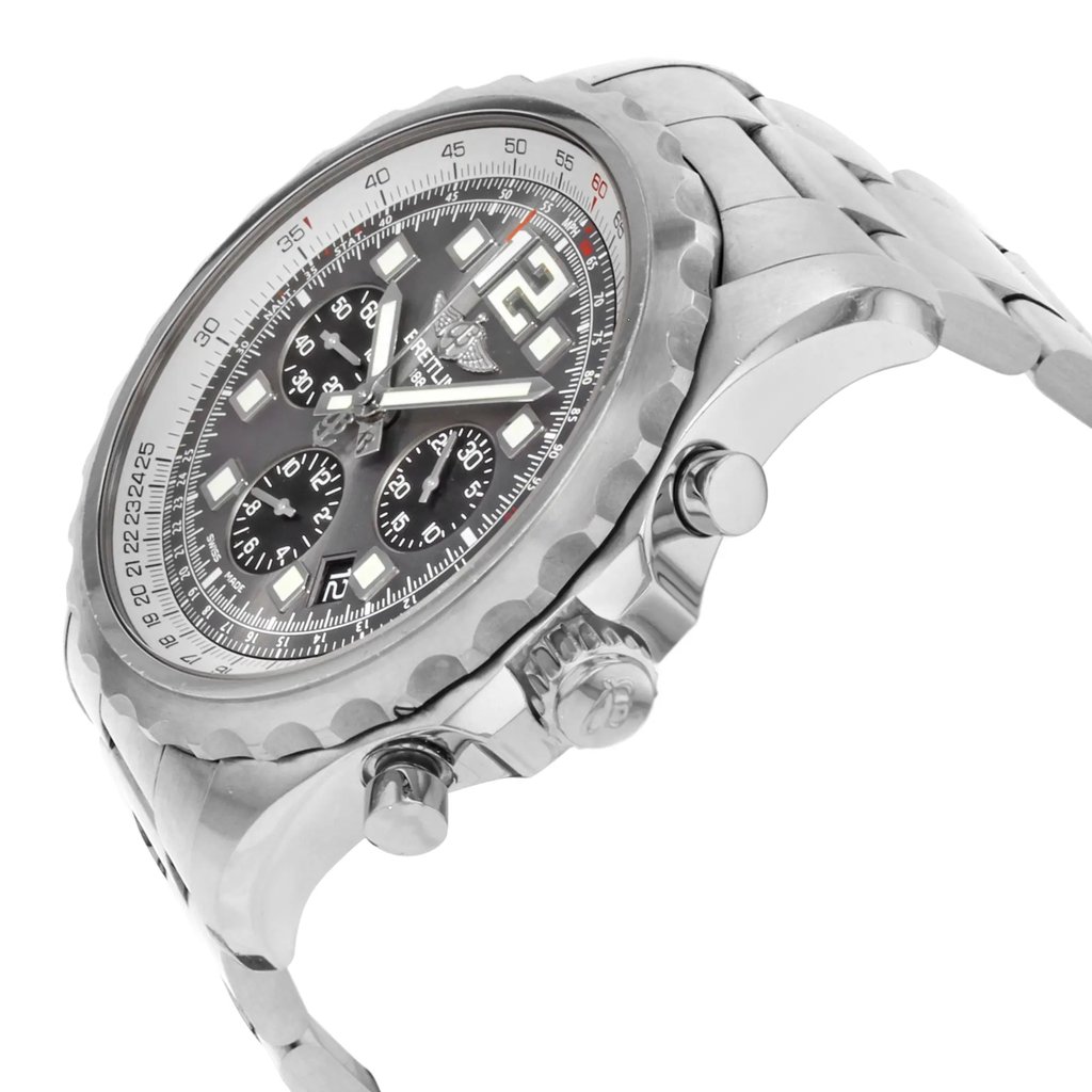 View Of Crown Facing Side Of Breitling A2336035/F555-167A Stainless Steel Watch Pre Owned Condition