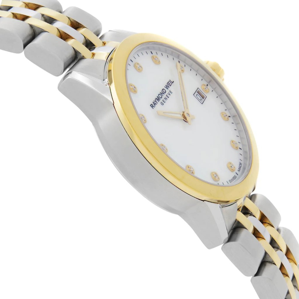 View Of Opposite Crown Facing Side Of RAYMOND WEIL 5629-STP-97081 Stainless Steel Watch Display Model Condition