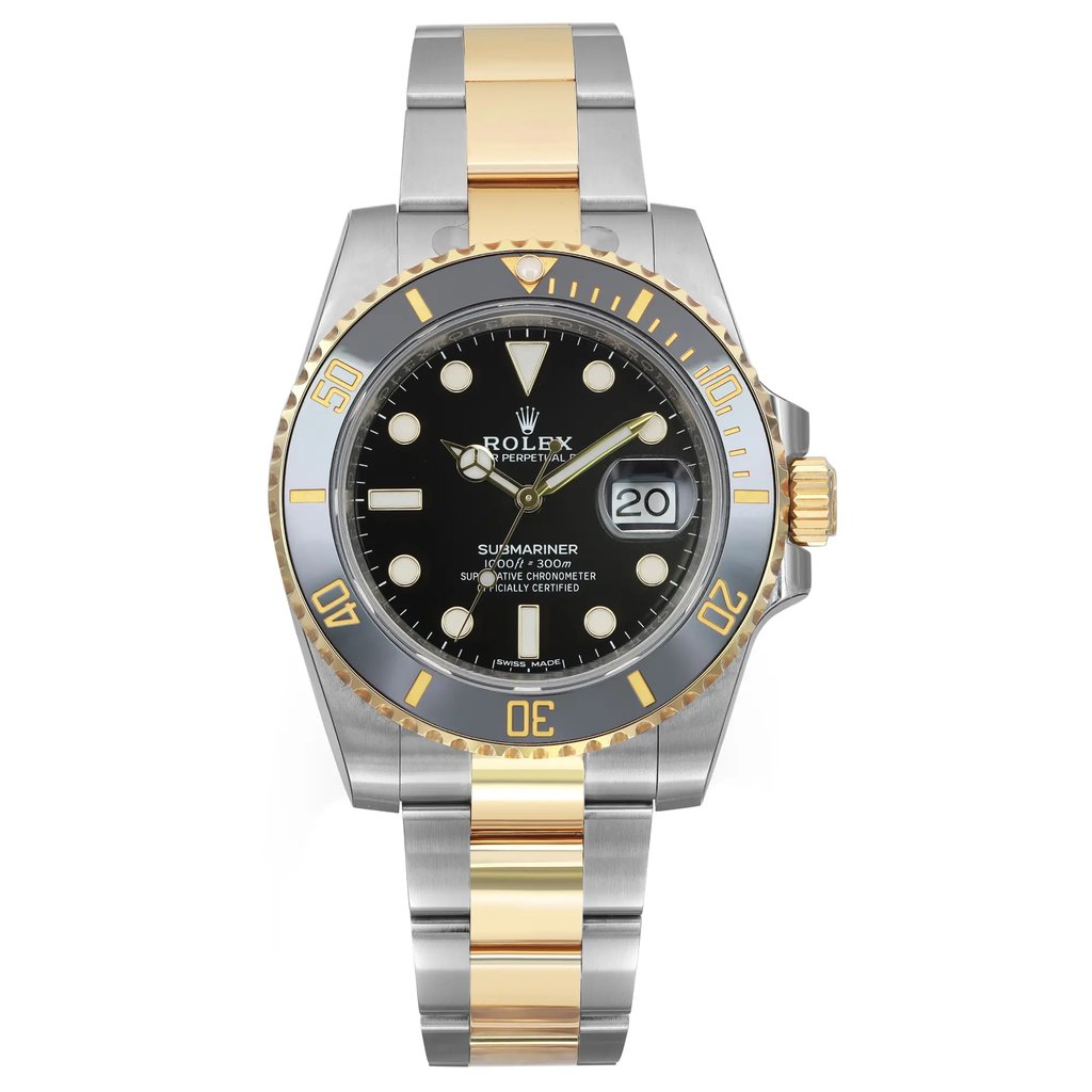 Front Full View Of Rolex 116613LN Stainless Steel Watch Unworn Condition Excellent
