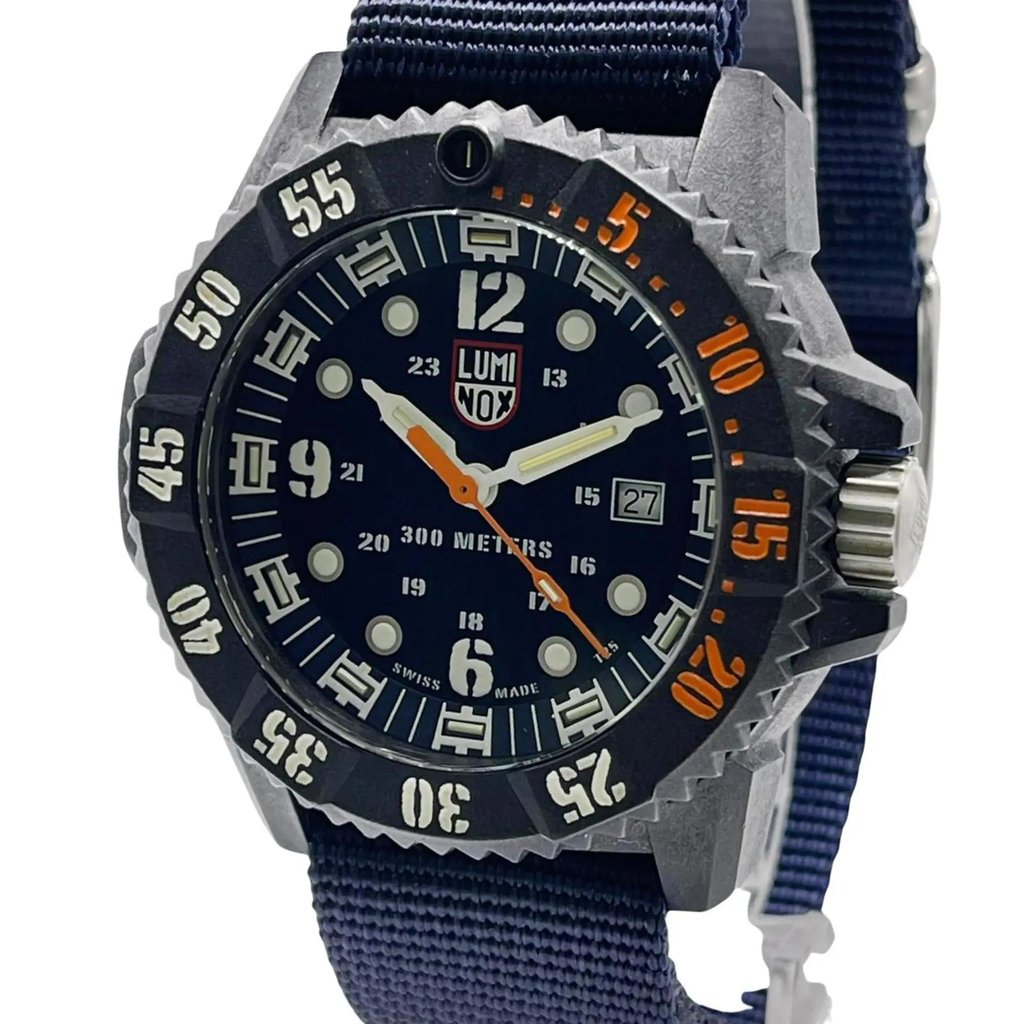 Up Close Front Facing Picture Of Luminox XS.3803.C Carbon Watch Pre Owned Condition