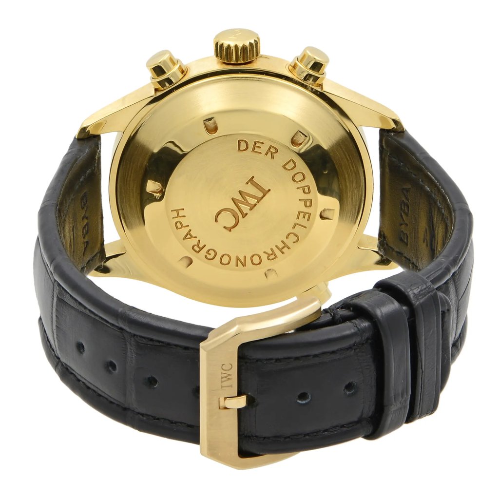 Back View Of Solid Back Case And Closed Leather Band Of IWC IW3711-11 Watch Pre Owned Condition