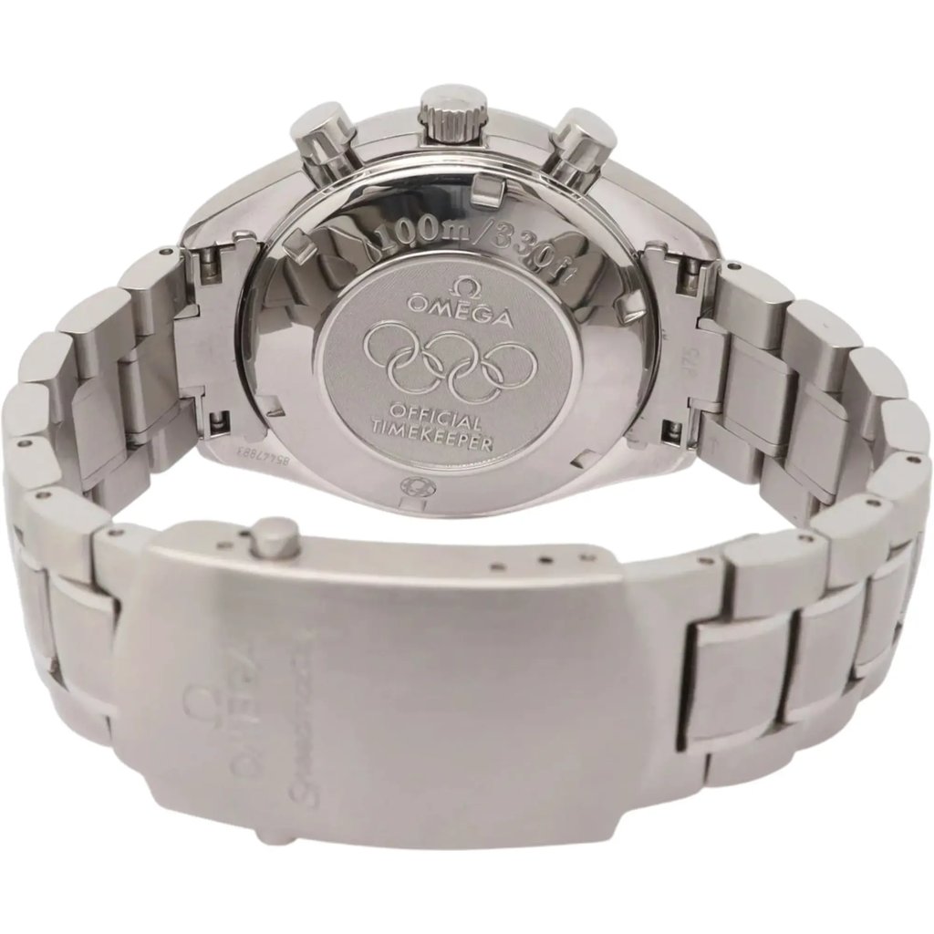 Back View Of Solid Back Case And Closed Stainless Steel Band Of OMEGA 323.10.40.40.04.001 Watch Pre Owned Condition