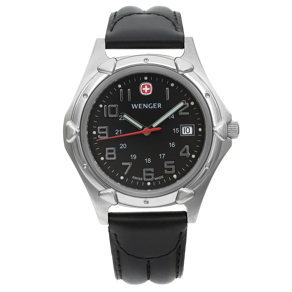 Front Full View Of Wenger 73115 Stainless Steel Watch Pre Owned Condition Good