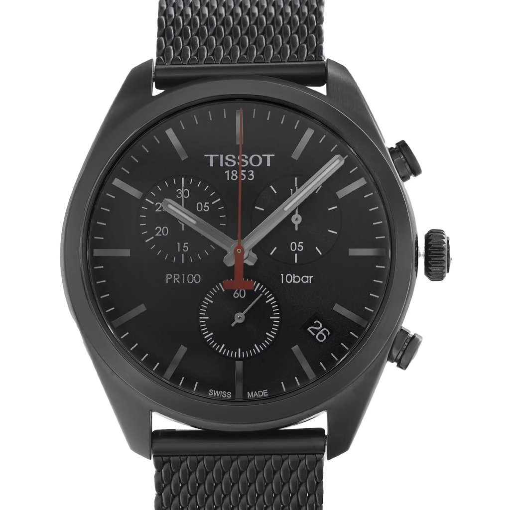 Up Close Front Facing Picture Of Tissot T1014173305100 Stainless Steel Watch Pre Owned Condition