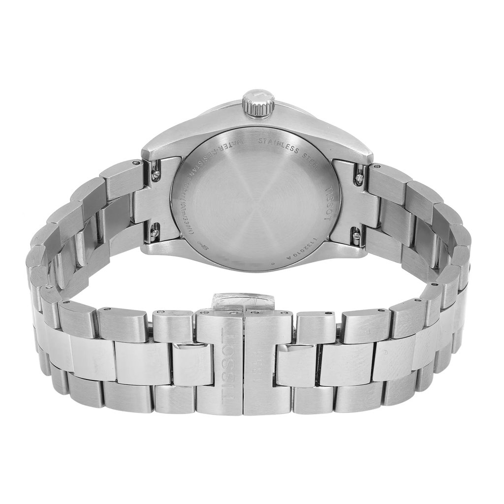 Back View Of Solid Back Case And Closed Stainless Steel Band Of Tissot T132.010.11.031.00 Watch Display Model Condition