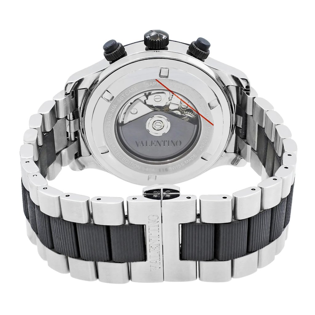 Back View Of {Caseback} Back Case And Closed Stainless Steel Band Of Valentino V40LCA9R909-S09R Watch Pre Owned Condition