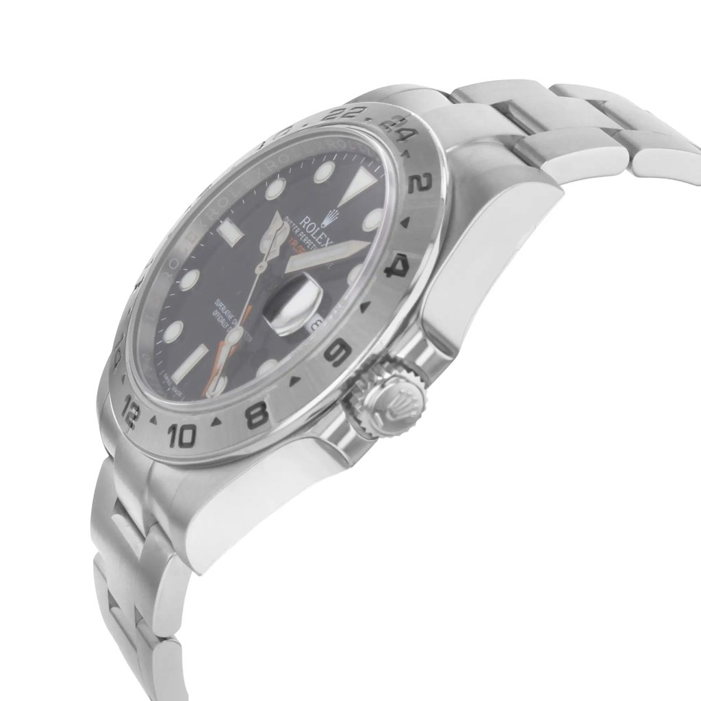View Of Crown Facing Side Of Rolex 216570 bk Stainless Steel Watch Unworn Condition