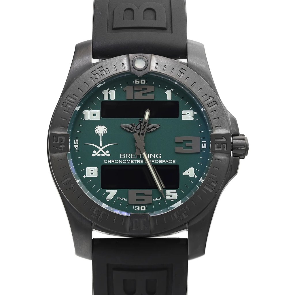 Up Close Front Facing Picture Of Breitling V793634A/L534-152S Titanium Watch Unworn Condition