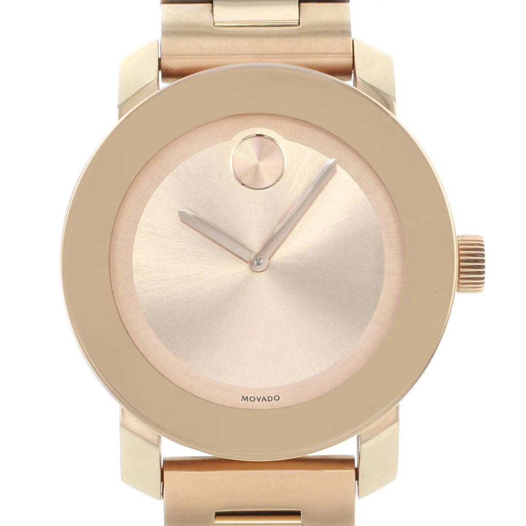Up Close Front Facing Picture Of Movado 3600342 Stainless Steel Watch Pre Owned Condition