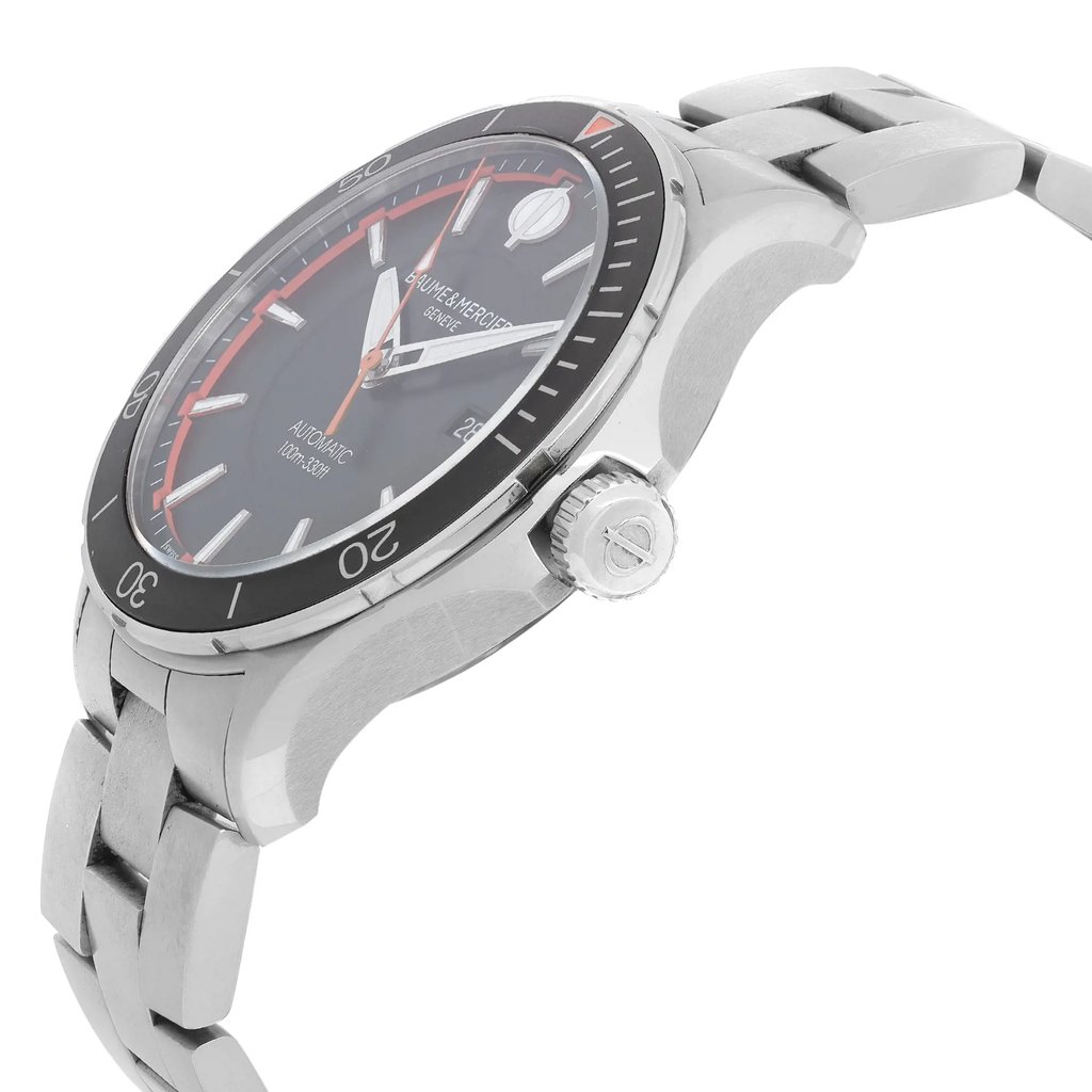 View Of Crown Facing Side Of Baume & Mercier 10340 Stainless Steel Watch Pre Owned Condition