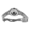 An image of a new wristwatch shown from the back view with an open clasp. The watch is positioned centrally, with its metallic bracelet spread wide, showcasing the inner workings of the watch through a transparent case back. The angle is straight-on, capturing the intricate details of the movement, while the distance is close enough to highlight the craftsmanship and material quality.