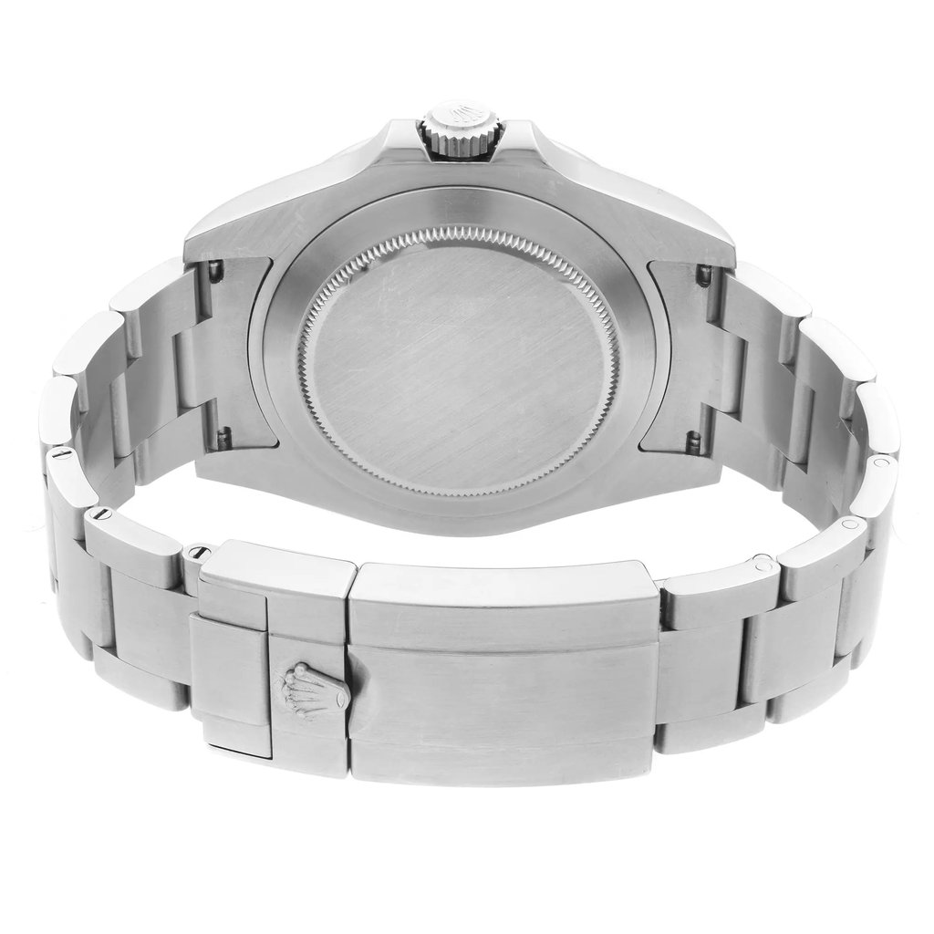 Back View Of {Caseback} Back Case And Closed Stainless Steel Band Of Rolex 216570 Watch Pre Owned Condition
