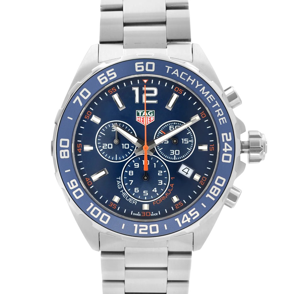 Up Close Front Facing Picture Of TAG Heuer CAZ1014.BA0842 Stainless Steel Watch Pre Owned Condition