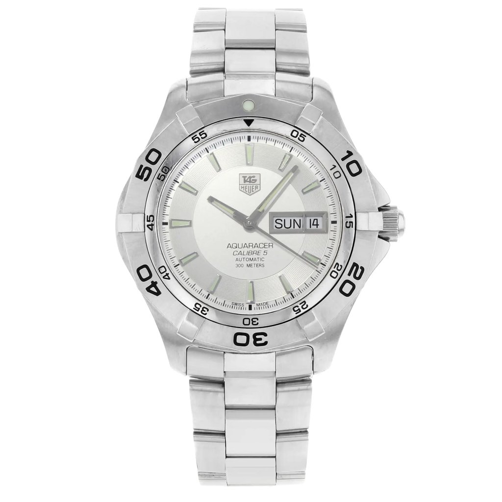 Front Full View Of TAG Heuer WAF2011.BA0818 Stainless Steel Watch Pre Owned Condition {Product Condition}