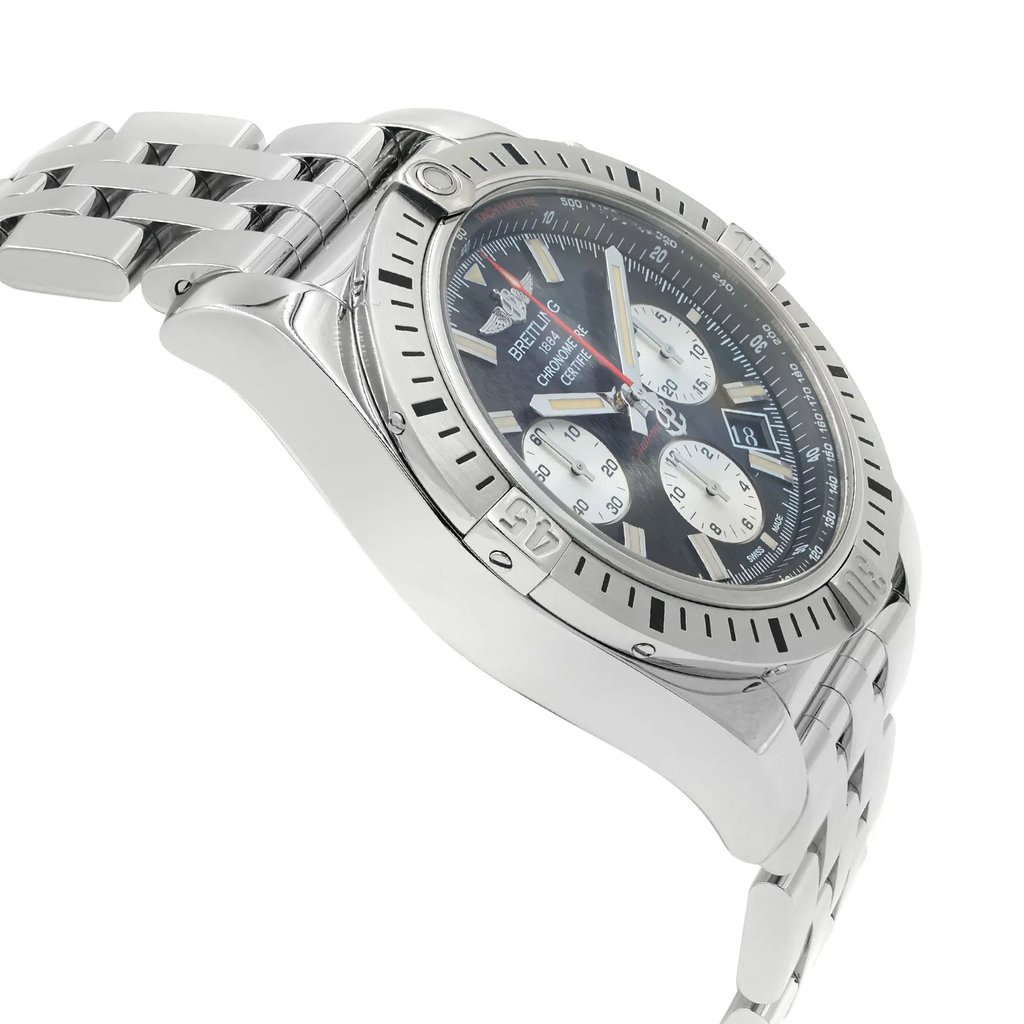 View Of Opposite Crown Facing Side Of Breitling AB01154G/BD13-375A Stainless Steel Watch Display Model Condition