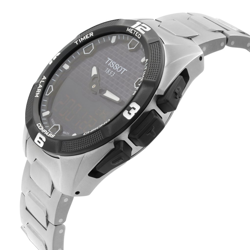 View Of Crown Facing Side Of Tissot T091.420.44.051.00 Titanium Watch Display Model Condition