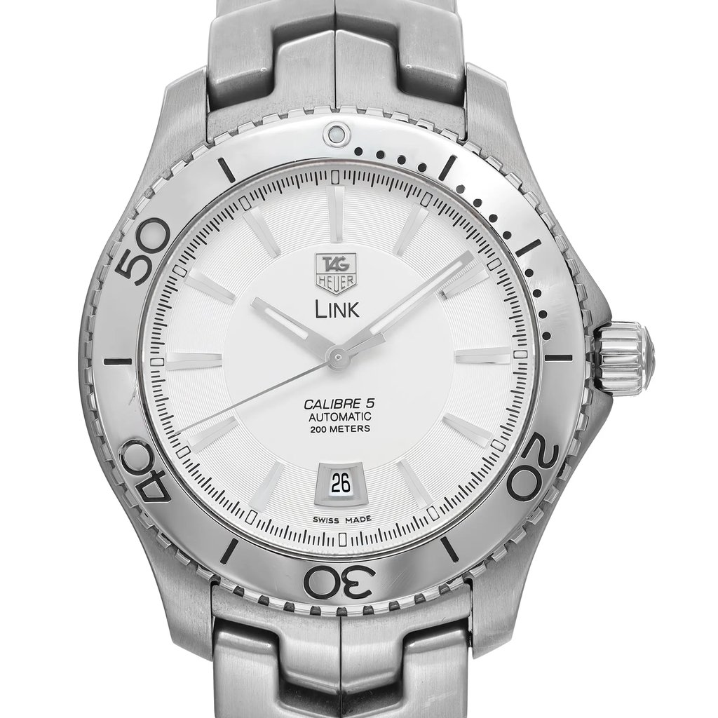 Up Close Front Facing Picture Of TAG Heuer WJ201B.BA0591 Stainless Steel Watch Pre Owned Condition