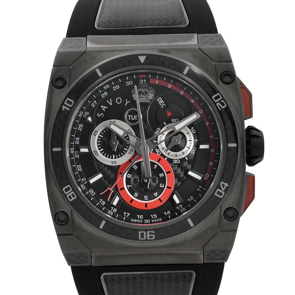 Up Close Front Facing Picture Of Savoy D7204D.02D.RB12 Stainless Steel Watch New With Defects Condition