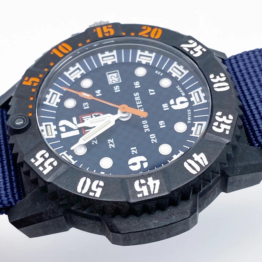 Up Close Front Facing Picture Of Luminox XS.3803.C Carbon Watch Pre Owned Condition