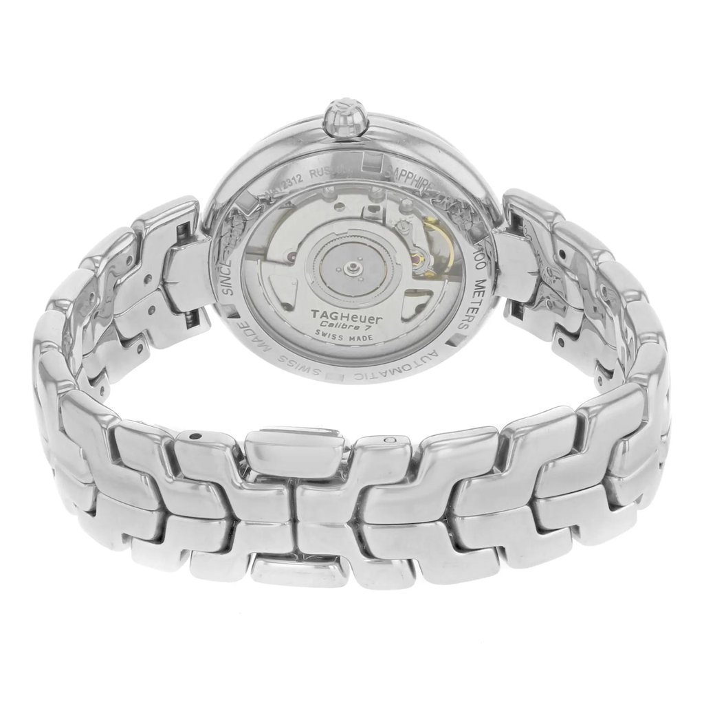 Back View Of Screwback Back Case And Closed Stainless Steel Band Of TAG Heuer WAT2312.BA0956 Watch Pre Owned Condition