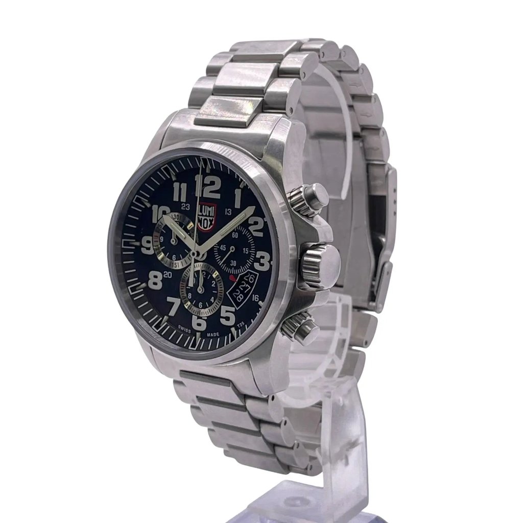 View Of Crown Facing Side Of Luminox XL.1842 Stainless Steel Watch Pre Owned Condition