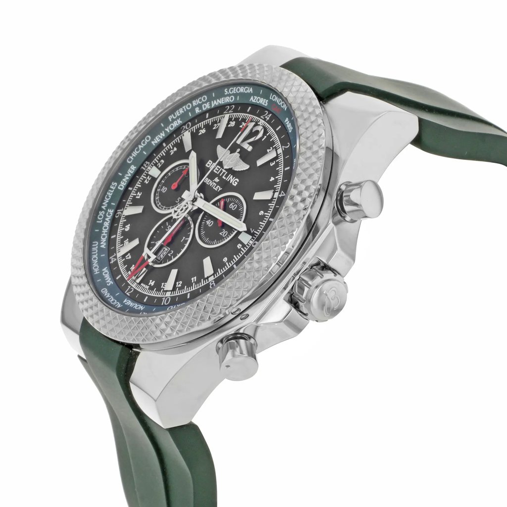 View Of Crown Facing Side Of Breitling A47362S4/B919-214S Stainless Steel Watch Display Model Condition