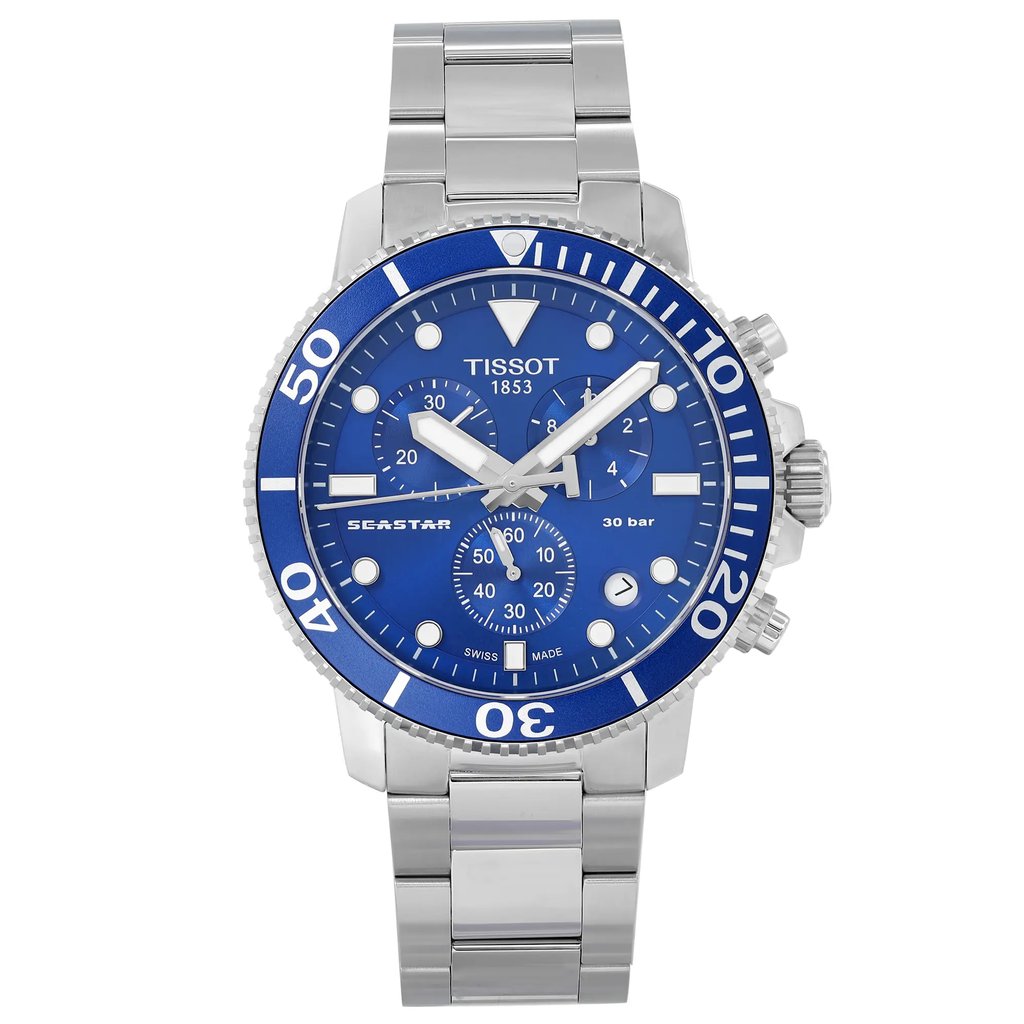 Front Full View Of Tissot T120.417.11.041.00 Stainless Steel Watch Display Model Condition Excellent