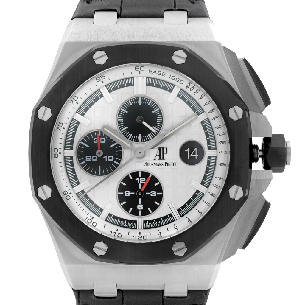 Up Close Front Facing Picture Of Audemars Piguet 26400SO.OO.A002CA.1 Stainless Steel Watch Display Model Condition