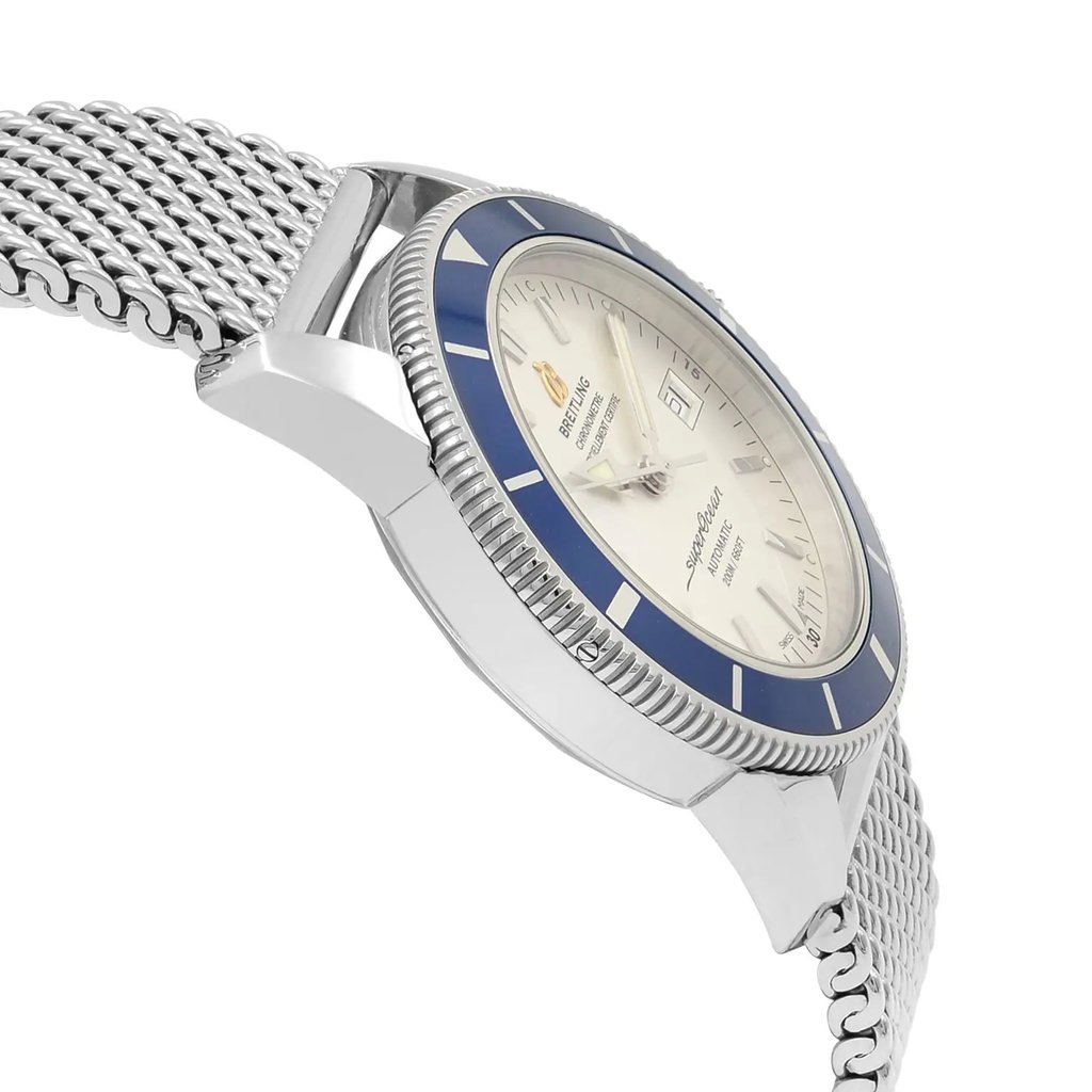 View Of Opposite Crown Facing Side Of Breitling A1732116/G717-154A Stainless Steel Watch Display Model Condition