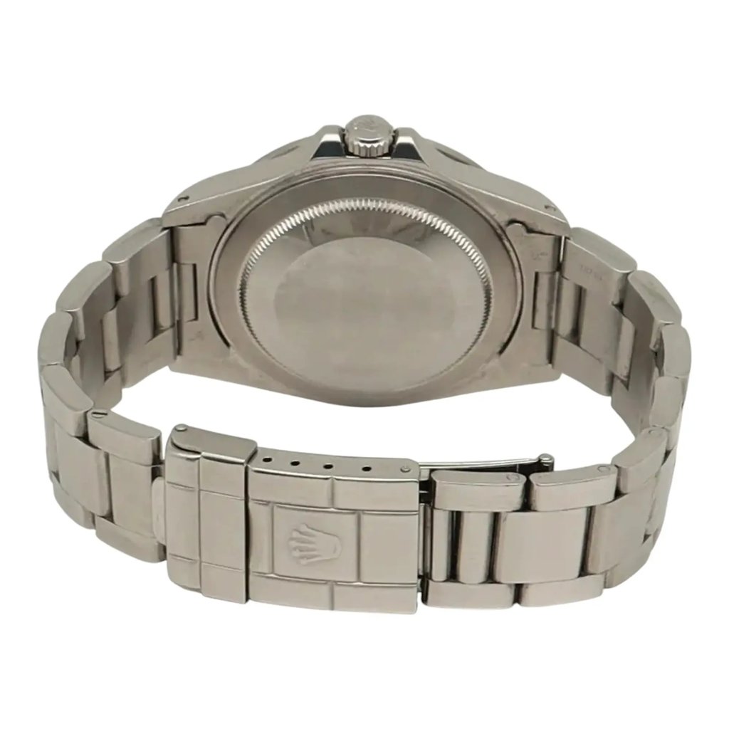 Back View Of Solid Back Case And Closed Stainless Steel Band Of Rolex 16570 Watch Pre Owned Condition