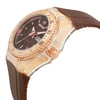 An image of a Wristwatch by TechnoMarine. This Pre Owned item is designed for Women, featuring a Sport style. It has a Quartz movement and an Analog display with a Brown dial color. The indices include 12-Hour Dial,Seconds Hand. The band is made of Silicone and the case is made of Stainless Steel. The watch has a Round shape with a case size of 34 mm and a case thickness of 12.4 mm.