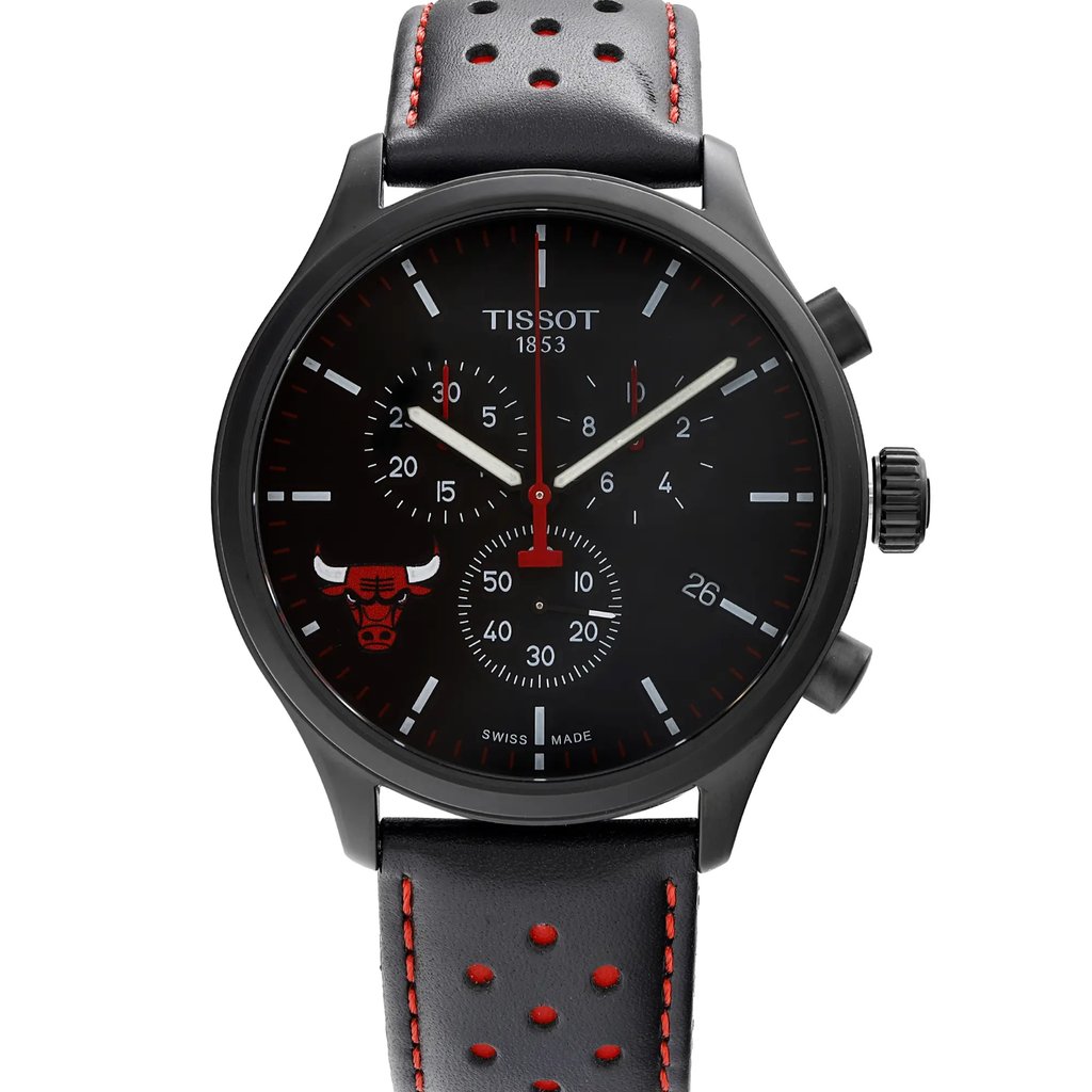 Up Close Front Facing Picture Of Tissot T116.617.36.051.00 Stainless Steel Watch Display Model Condition