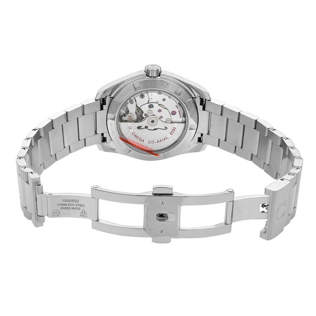 Back View Of {Caseback} Back Case And Open Stainless Steel Band Of OMEGA 231.10.39.21.01.002 Watch Unworn Condition