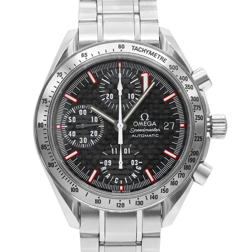 Up Close Front Facing Picture Of OMEGA 3519.50.00 Stainless Steel Watch Pre Owned Condition