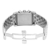 An image of a pre-owned wristwatch captured from the back view. The watch features a stainless steel case and bracelet, with the clasp open. The angle is straight-on and at a close distance, clearly showing the back of the watch and its open clasp mechanism.