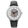 An image of a Wristwatch by RAYMOND WEIL. This Pre Owned item is designed for Men, featuring a Casual style. It has a Mechanical (Automatic) movement and an Analog display with a Silver dial color. The indices include 12-Hour Dial,Stick Indexes. The band is made of Leather and the case is made of Stainless Steel. The watch has a Round shape with a case size of 39 mm and a case thickness of 9 mm.