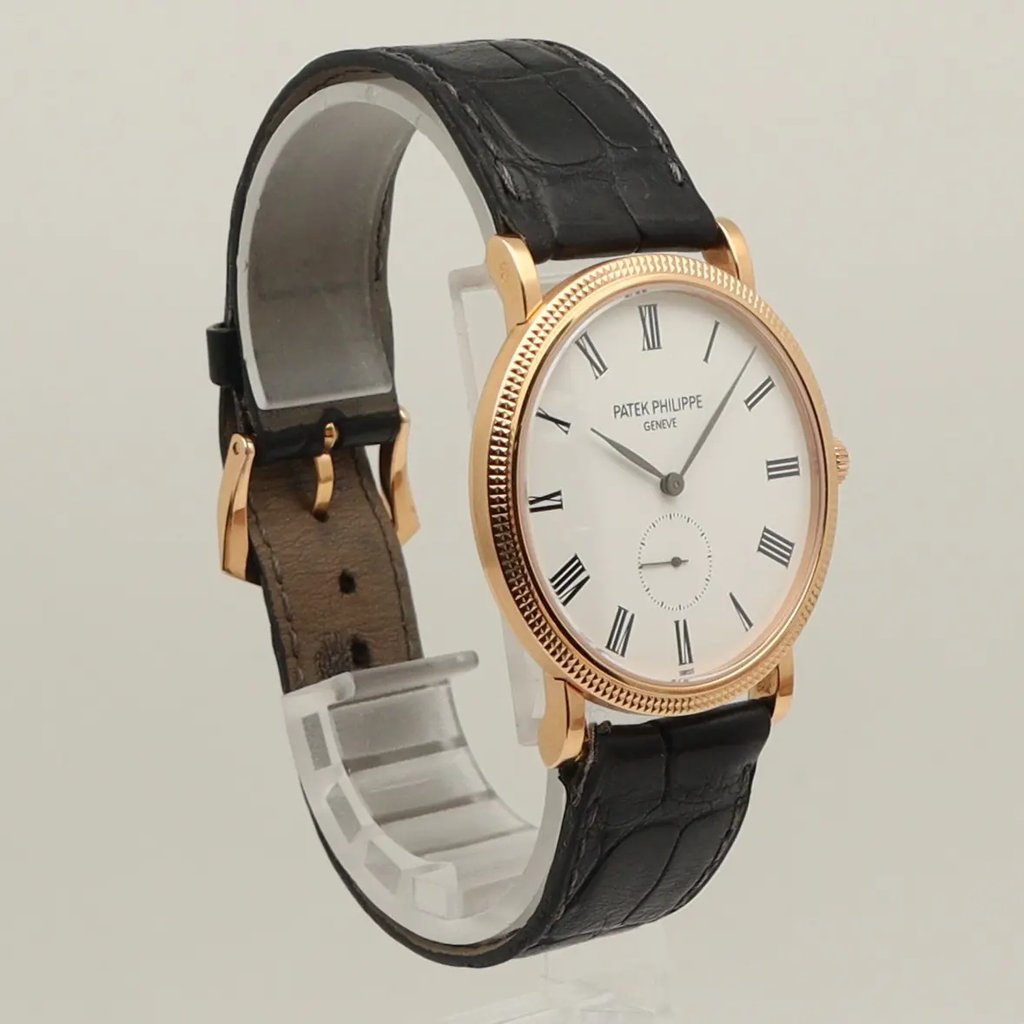 View Of Opposite Crown Facing Side Of Patek Philippe 5119R-001 Rose Gold Watch Pre Owned Condition