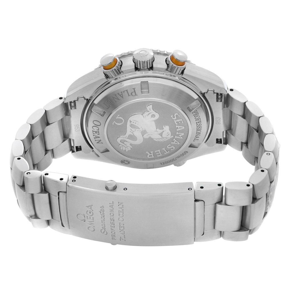 Back View Of Solid Back Case And Closed Stainless Steel Band Of OMEGA 2218.50.00 Watch Pre Owned Condition