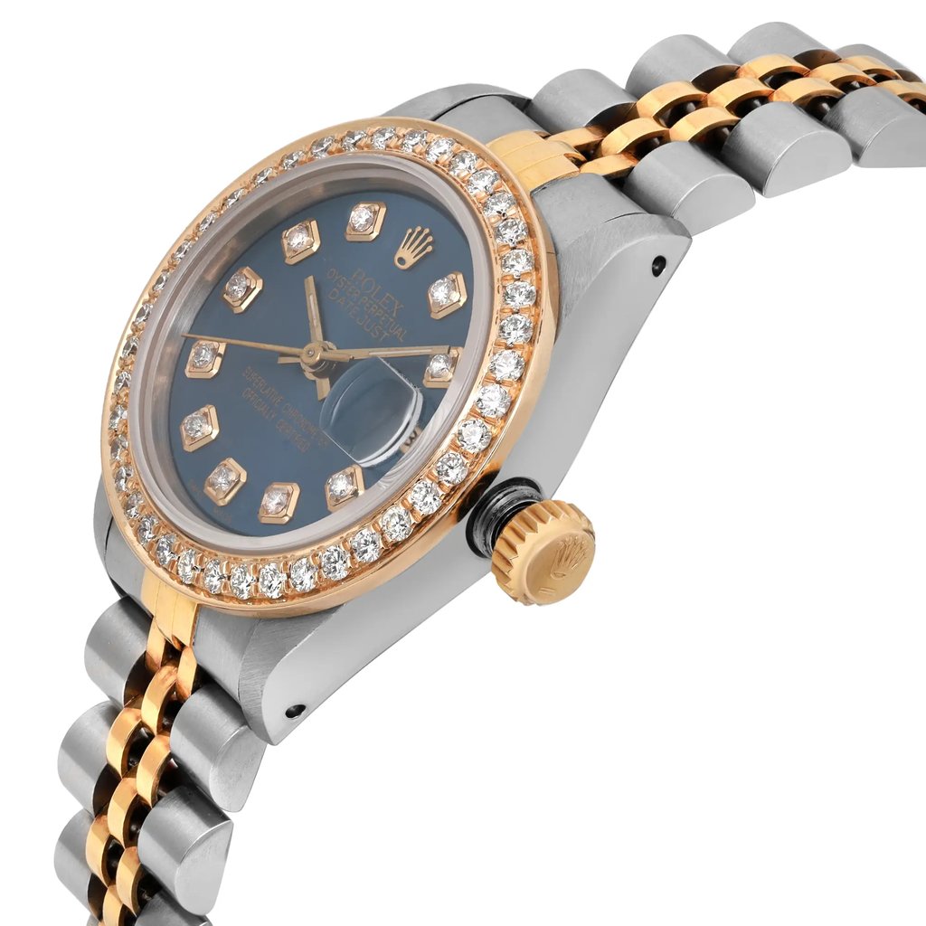View Of Crown Facing Side Of Rolex 69173 Stainless Steel Watch Pre Owned Condition