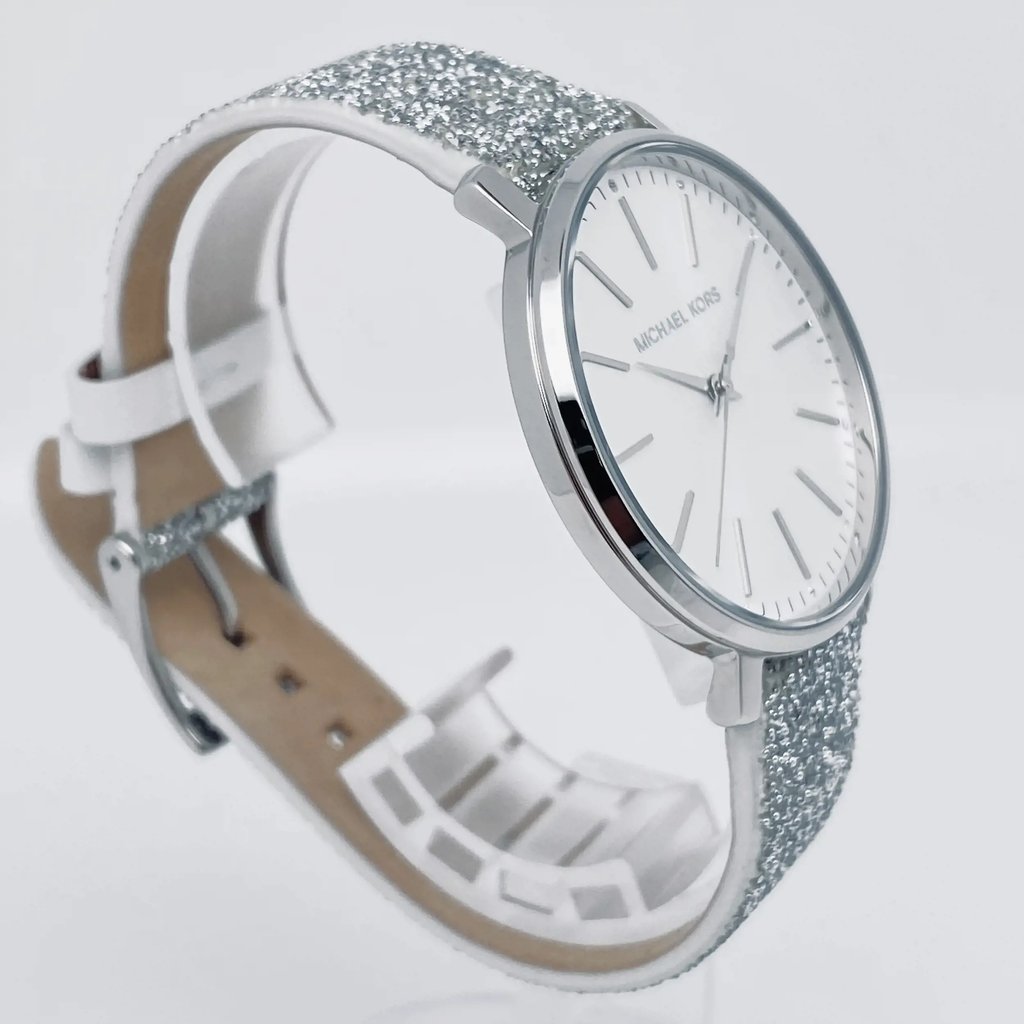 View Of Opposite Crown Facing Side Of Michael Kors MK2877 Stainless Steel Watch Unworn Condition