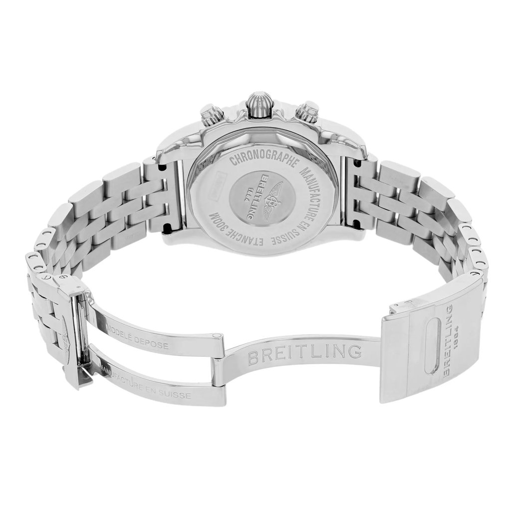 Back View Of {Caseback} Back Case And Open Stainless Steel Band Of Breitling AB014012/F554-378A Watch Display Model Condition