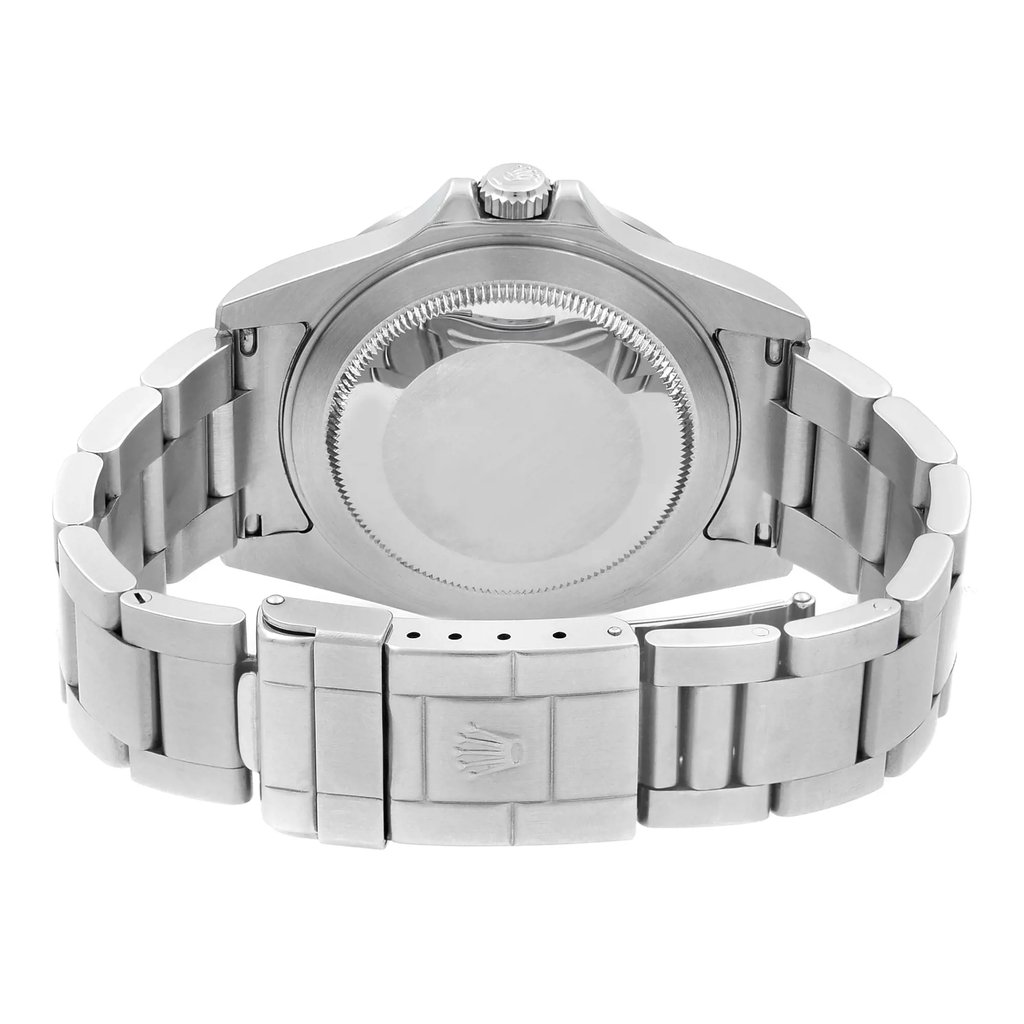 Back View Of Screwback Back Case And Closed Stainless Steel Band Of Rolex 16570T Watch Pre Owned Condition