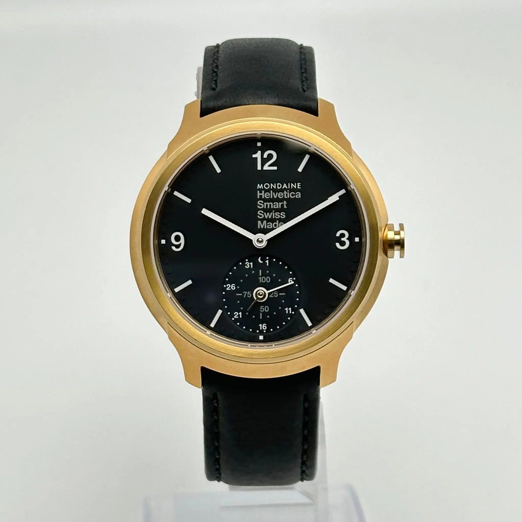 Up Close Front Facing Picture Of Mondaine MH!.B2520.LB Stainless Steel Watch New With Defects Condition