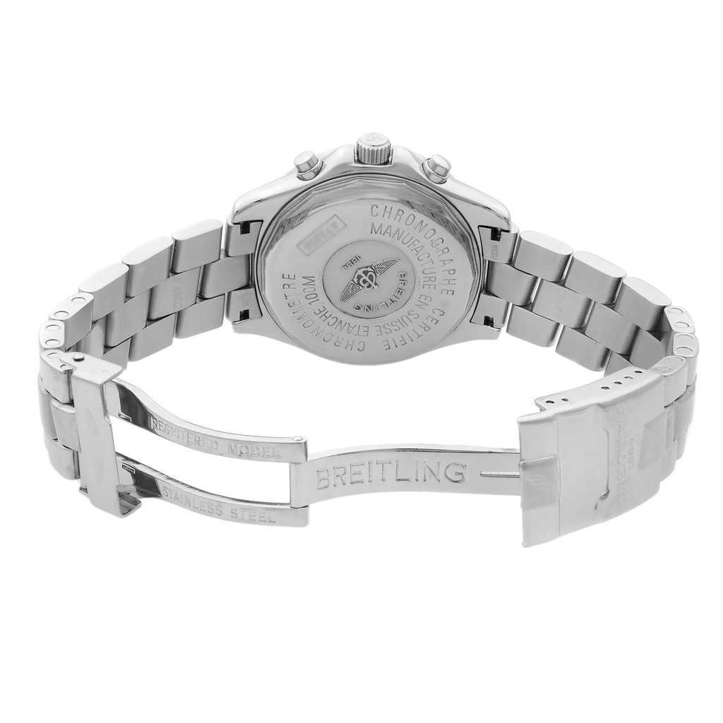 Back View Of {Caseback} Back Case And Open Stainless Steel Band Of Breitling A73350 Watch Pre Owned Condition